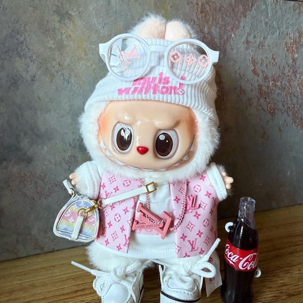 Auth. LaBuBu CocaCola Louis Vuitton Pink  Plush Designer Doll w/Mini Bag